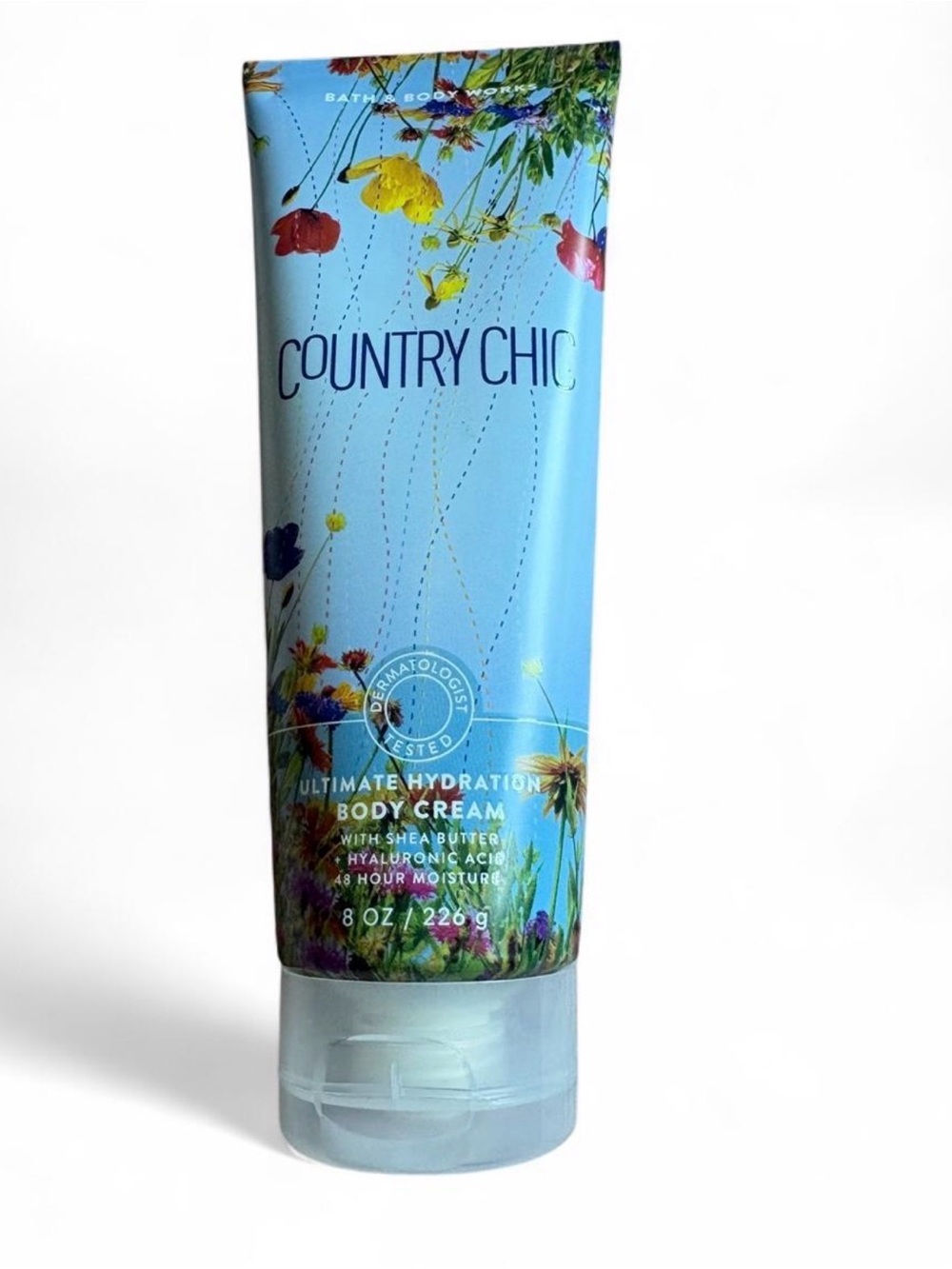 Bath & Body Works Country Chic Body Cream - Light Blue with Floral Accents